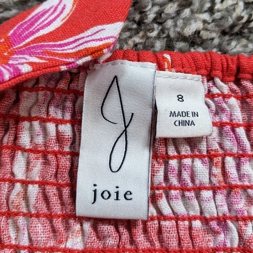 Joie Red Floral Tie-Shoulder Tank Top - Picture 6 of 8